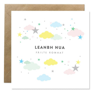'Leanbh Nua - New Baby, Welcome' Bold Bunny Greeting Card