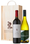 Glasthule Selection Wine Gift: Mitchell's Claret and Sauvignon Blanc in 2 bottle wooden gift box