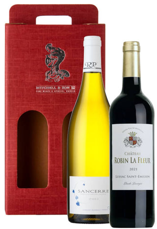 Vive la France!: Château Robin La Fleur Lussac Saint-Émilion & Raimbault-Pineau Sancerre Wine Gift in red gift carton