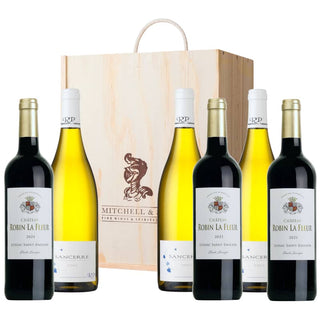 Vive la France!: Château Robin La Fleur Lussac Saint-Émilion & Raimbault-Pineau Sancerre 6 bottle Wine Gift in wooden gift box