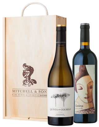 Spectacular Spain Wine Gift Set - Galena Priorat & Quinta de Couselo Rosal Albariño in a wooden gift box
