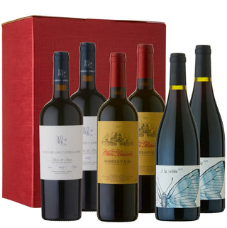 Sip Sip Hooray Wine Gift Set: Olim Bauda Nebbiolo, Colline de l'Hirondelle A La Volee and Pago de los Capellanes Joven in a 6 bottle red gift carton
