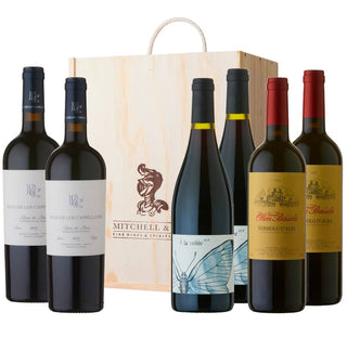 Sip Sip Hooray Wine Gift Set: Olim Bauda Nebbiolo, Colline de l'Hirondelle A La Volee and Pago de los Capellanes Joven in a 6 bottle wooden gift box