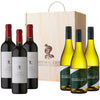 Glasthule Selection Wine Gift: Mitchell's Claret and Sauvignon Blanc in a 6 bottle wooden box