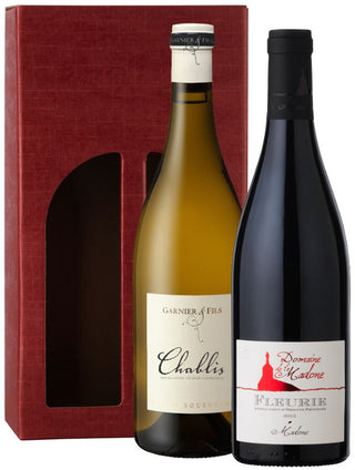 French Connection Wine Gift Set: Domaine de la Madone Fleurie & Garnier Chablis in a red gift carton