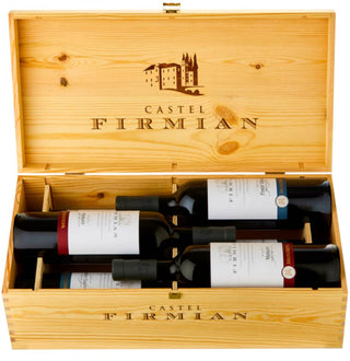The Italian Six Wine Gift Set containing 2 bottles each of Castel Firmian Merlot, Cabernet Sauvignon and Pinot Grigio in a wooden gift box