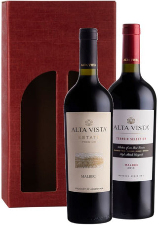 Mendoza Masters Wine Gift: Alta Vista Premium & Terroir Malbec in red gift carton