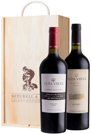 Mendoza Masters Wine Gift: Alta Vista Premium & Terroir Malbec in wooden gift box