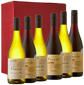 A Glass Act: Chemin de la Pinede Red & White Wine Gift Set in a 6 bottle red gift carton