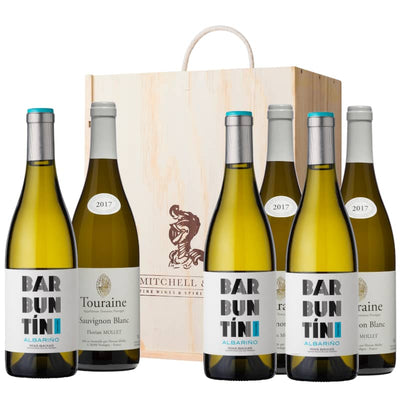 Blanc Canvas: Florian Mollet Touraine Sauvignon Blanc & Barbuntin Albariño | Wine Gift Set in 6 bottle wooden gift box