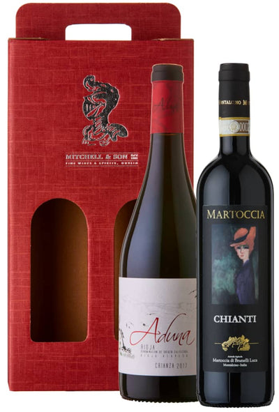 Better Off Red: Aduna Rioja Crianza & Martoccia Chianti | Wine Gift Set in red gift carton