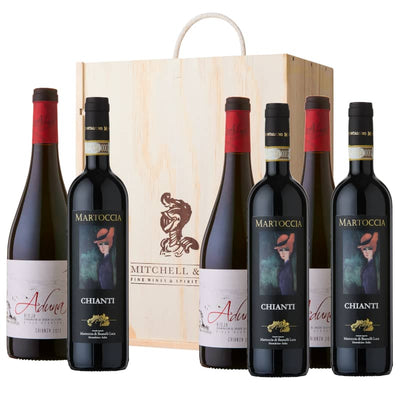 Better Off Red: Aduna Rioja Crianza & Martoccia Chianti | Wine Gift Set in 6 bottle wooden gift box
