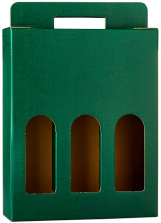 3 Bottle Gift Carton - Green with Windows | Wine Gift Packaging